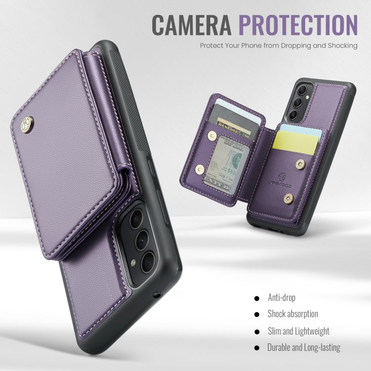 For Samsung Galaxy A54 5G JEEHOOD J05 Business Magnetic Style RFID Leather Phone Case(Purple)