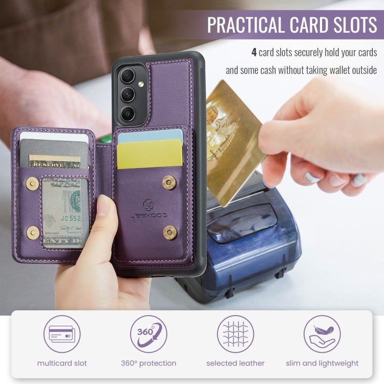 For Samsung Galaxy A54 5G JEEHOOD J05 Business Magnetic Style RFID Leather Phone Case(Purple)