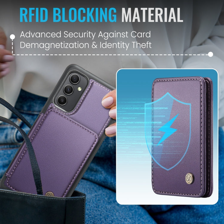 For Samsung Galaxy A54 5G JEEHOOD J05 Business Magnetic Style RFID Leather Phone Case(Purple)