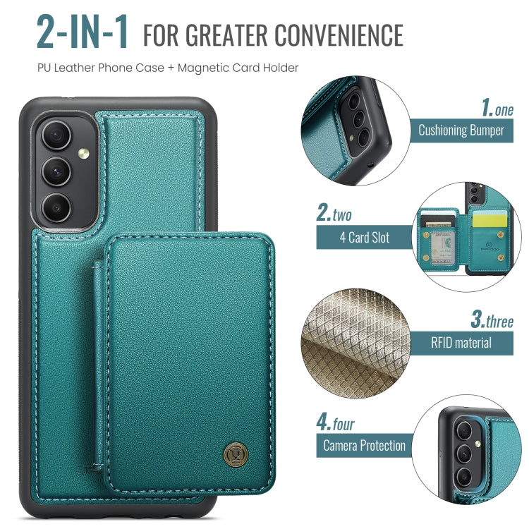 For Samsung Galaxy A54 5G JEEHOOD J05 Business Magnetic Style RFID Leather Phone Case(Blue Green)