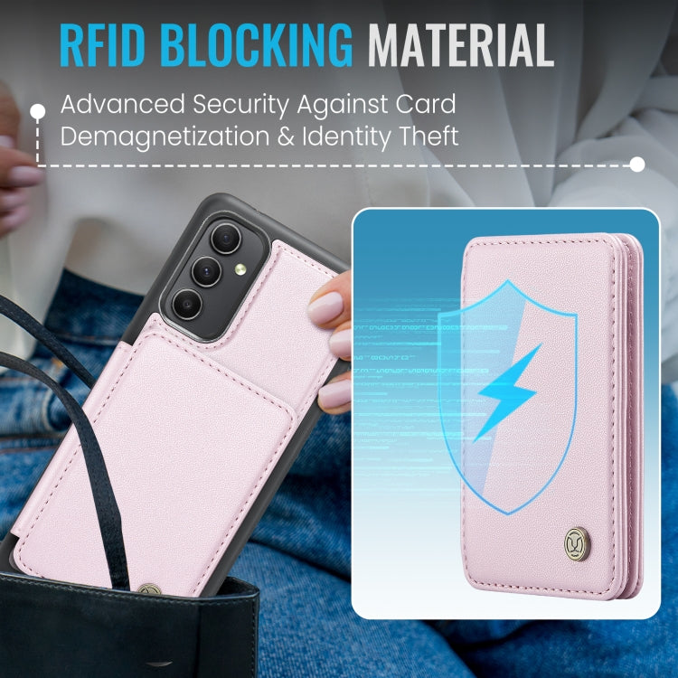 For Samsung Galaxy A54 5G JEEHOOD J05 Business Magnetic Style RFID Leather Phone Case(Pink)
