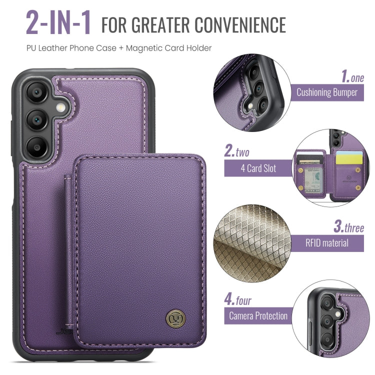 For Samsung Galaxy A55 5G JEEHOOD J05 Business Magnetic Style RFID Leather Phone Case(Purple)