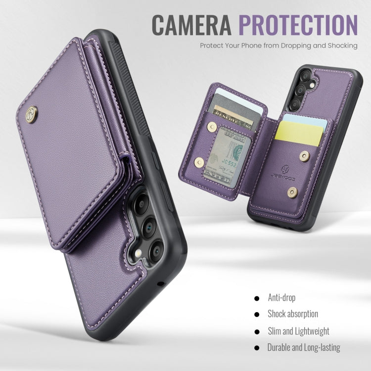 For Samsung Galaxy A55 5G JEEHOOD J05 Business Magnetic Style RFID Leather Phone Case(Purple)