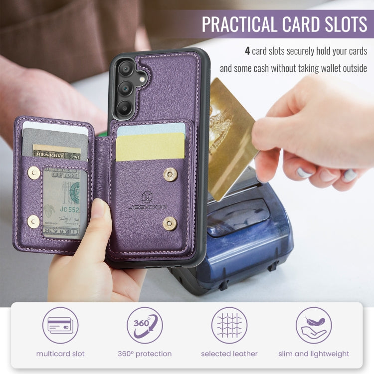 For Samsung Galaxy A55 5G JEEHOOD J05 Business Magnetic Style RFID Leather Phone Case(Purple)