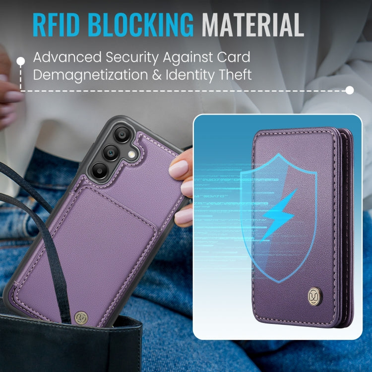 For Samsung Galaxy A55 5G JEEHOOD J05 Business Magnetic Style RFID Leather Phone Case(Purple)