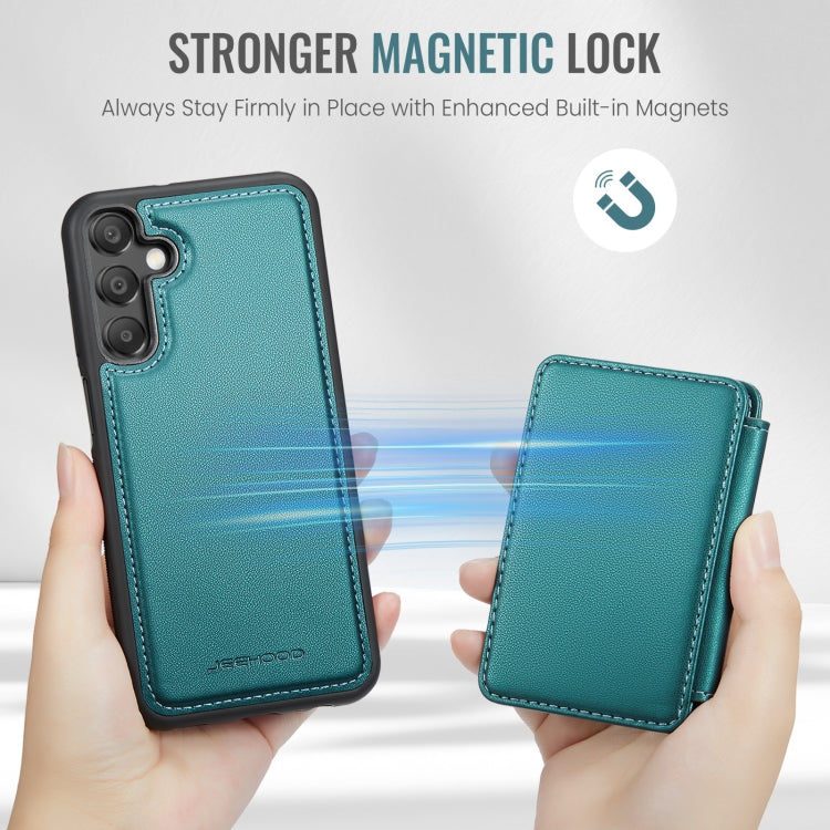 For Samsung Galaxy A55 5G JEEHOOD J05 Business Magnetic Style RFID Leather Phone Case(Blue Green)