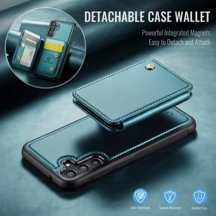 For Samsung Galaxy A55 5G JEEHOOD J05 Business Magnetic Style RFID Leather Phone Case(Blue Green)