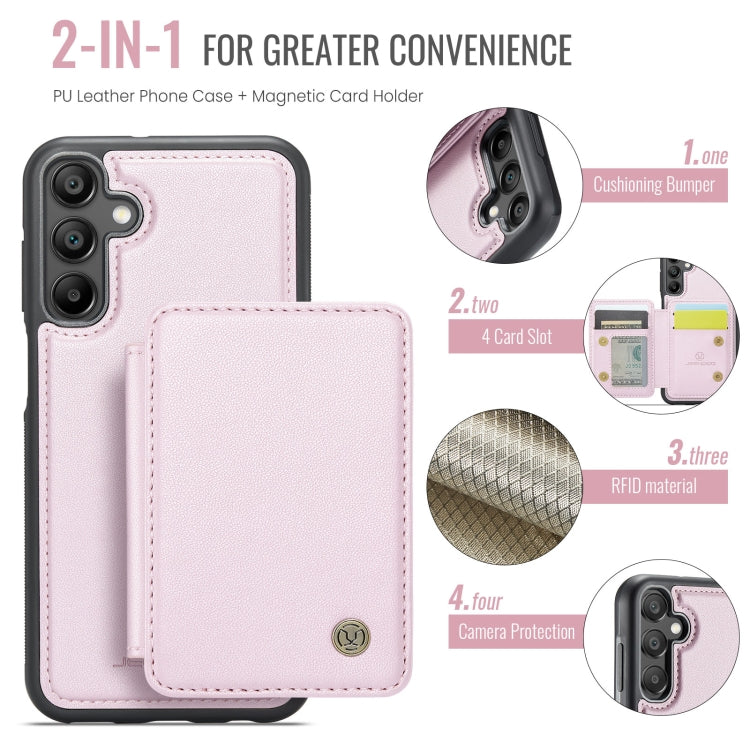 For Samsung Galaxy A55 5G JEEHOOD J05 Business Magnetic Style RFID Leather Phone Case(Pink)