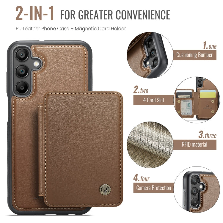 For Samsung Galaxy A55 5G JEEHOOD J05 Business Magnetic Style RFID Leather Phone Case(Brown)