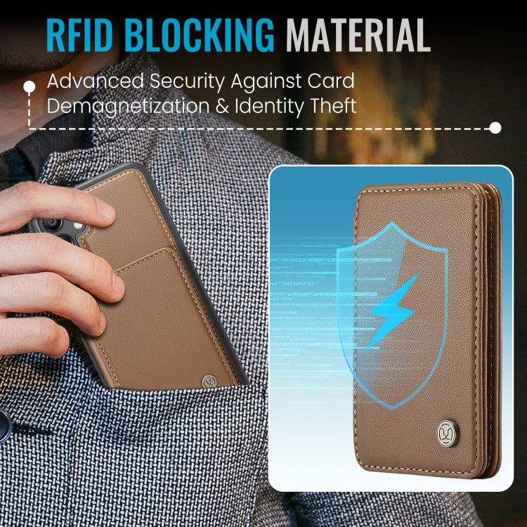 For Samsung Galaxy A55 5G JEEHOOD J05 Business Magnetic Style RFID Leather Phone Case(Brown)