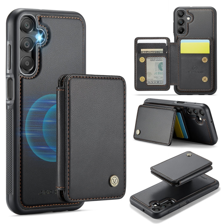 For Samsung Galaxy A16 5G JEEHOOD J05 Business Magnetic Style RFID Leather Phone Case(Black)