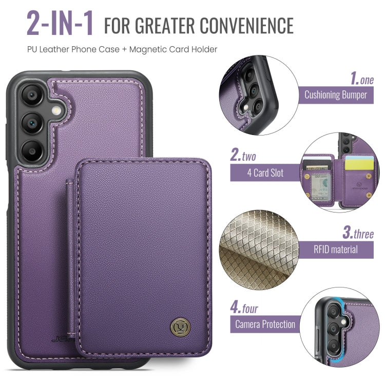 For Samsung Galaxy A16 5G JEEHOOD J05 Business Magnetic Style RFID Leather Phone Case(Purple)
