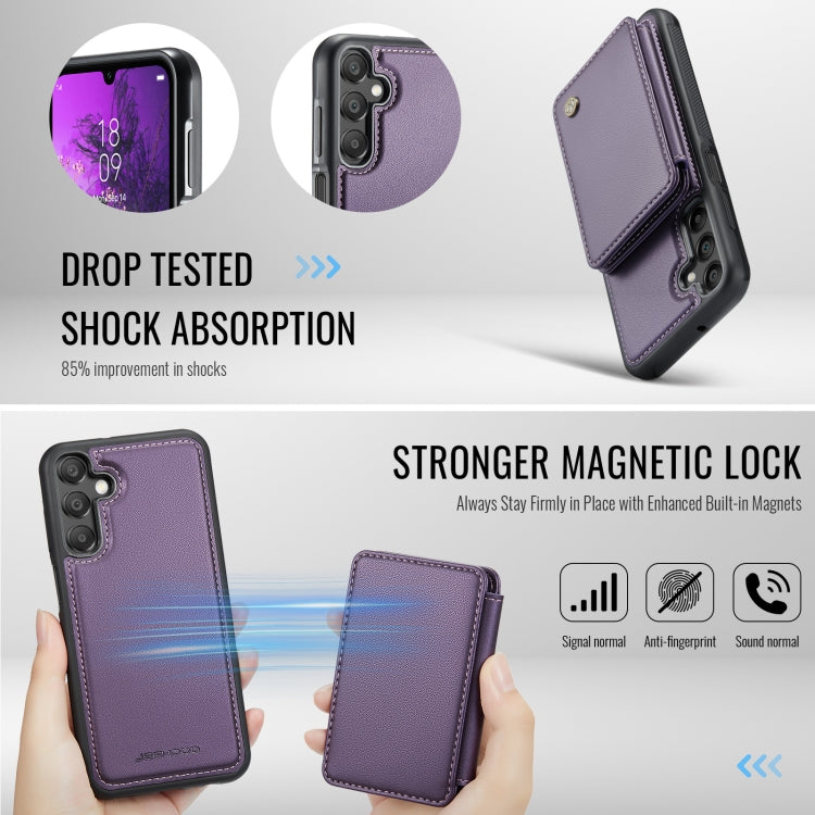 For Samsung Galaxy A16 5G JEEHOOD J05 Business Magnetic Style RFID Leather Phone Case(Purple)
