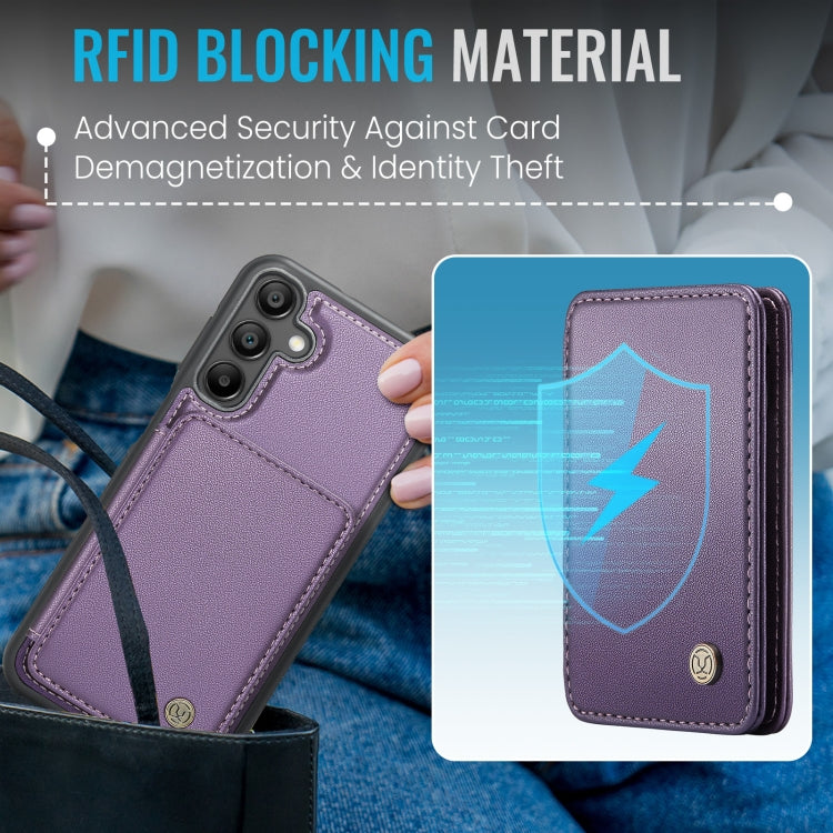 For Samsung Galaxy A16 5G JEEHOOD J05 Business Magnetic Style RFID Leather Phone Case(Purple)