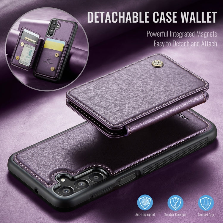 For Samsung Galaxy A16 5G JEEHOOD J05 Business Magnetic Style RFID Leather Phone Case(Purple)