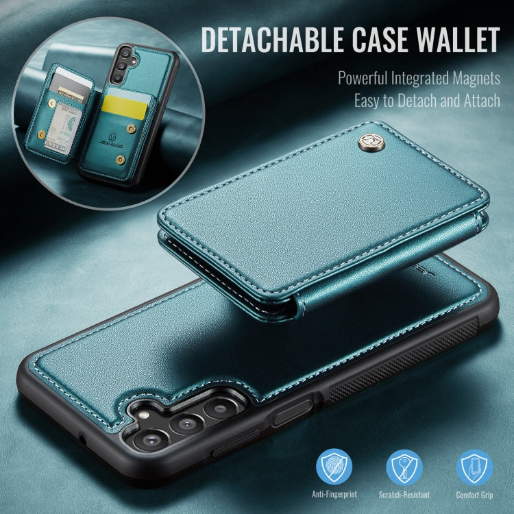For Samsung Galaxy A16 5G JEEHOOD J05 Business Magnetic Style RFID Leather Phone Case(Blue Green)