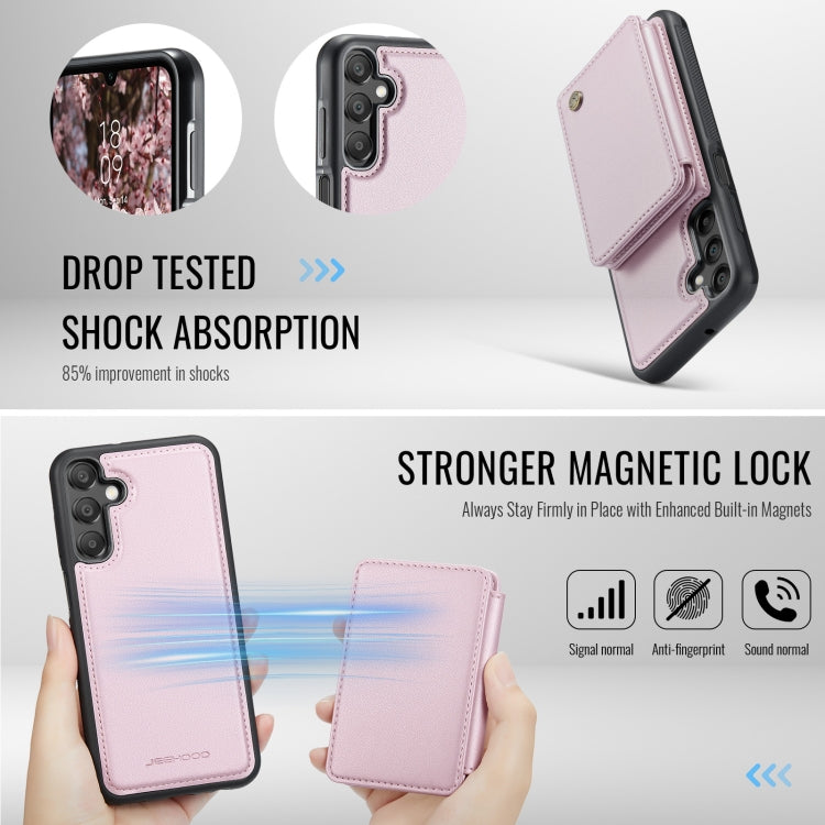 For Samsung Galaxy A16 5G JEEHOOD J05 Business Magnetic Style RFID Leather Phone Case(Pink)