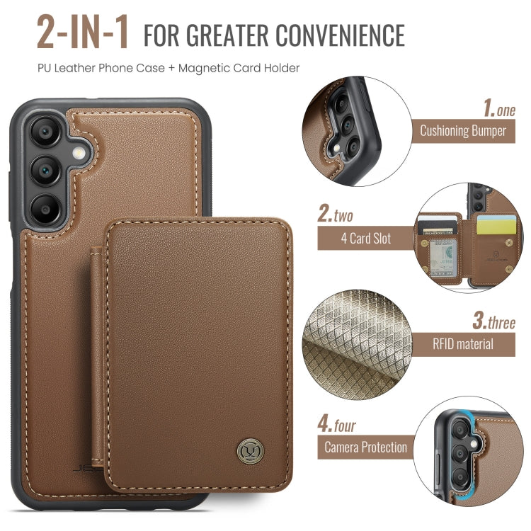 For Samsung Galaxy A16 5G JEEHOOD J05 Business Magnetic Style RFID Leather Phone Case(Brown)