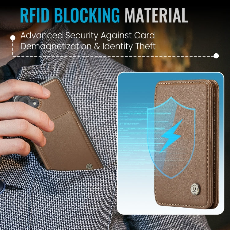 For Samsung Galaxy A16 5G JEEHOOD J05 Business Magnetic Style RFID Leather Phone Case(Brown)