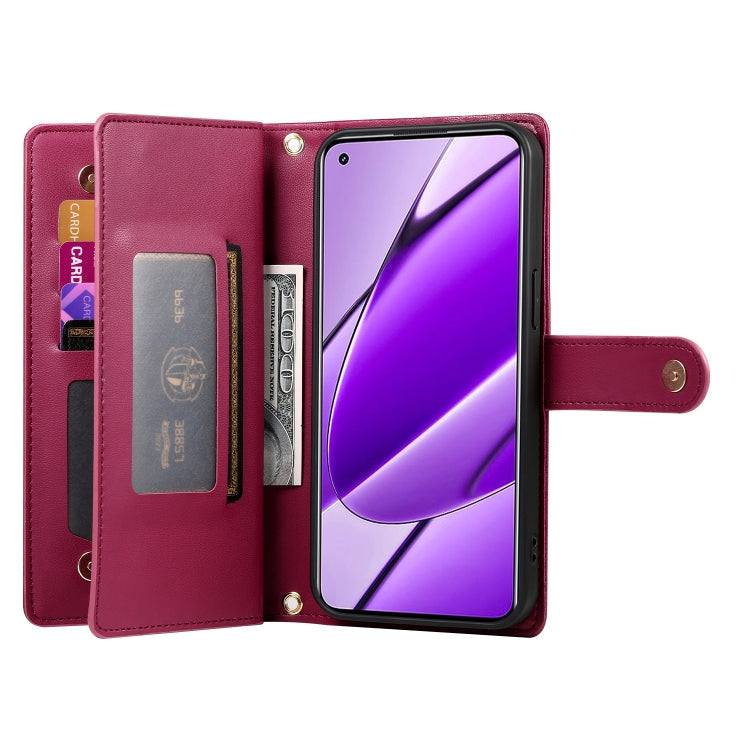 Nine Card-slot Zipper Wallet Bag Leather Phone Case, For Realme 11 4G, For Realme 11 5G / 11x, For Realme C53 / Narzo N53 4G, For Realme 11 Pro / 11 Pro+