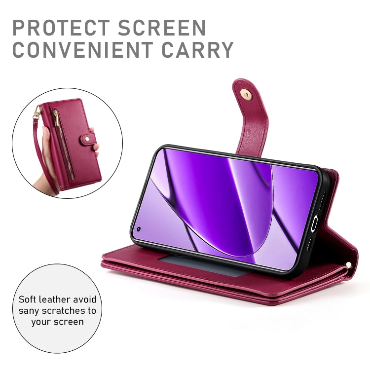 Nine Card-slot Zipper Wallet Bag Leather Phone Case, For Realme 11 4G, For Realme 11 5G / 11x, For Realme C53 / Narzo N53 4G, For Realme 11 Pro / 11 Pro+