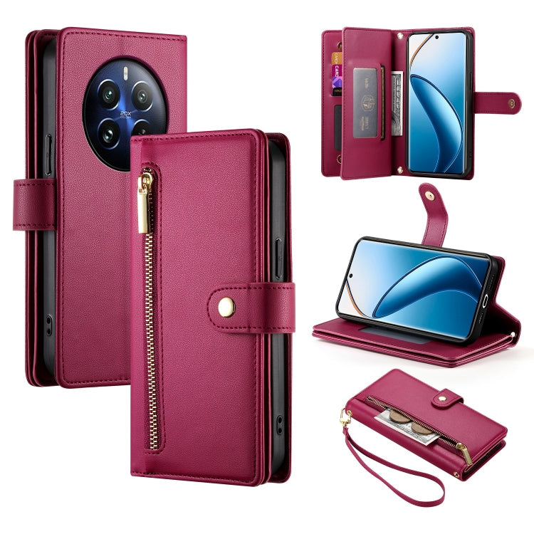 Nine Card-slot Zipper Wallet Bag Leather Phone Case, For Realme 12+ / Narzo 70 Pro, For Realme 12 5G, For Realme 12 Pro / 12 Pro+, For Realme C67 4G