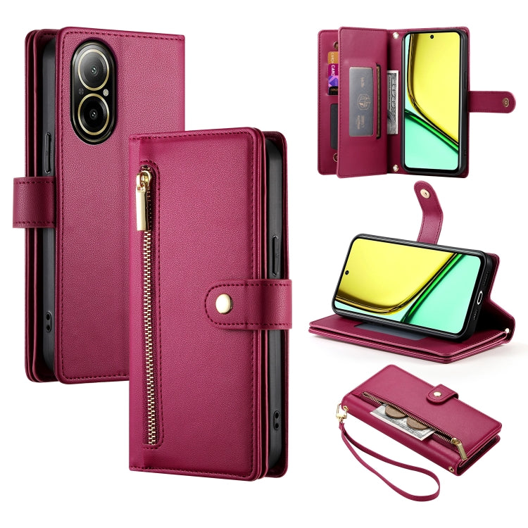 Nine Card-slot Zipper Wallet Bag Leather Phone Case, For Realme 12+ / Narzo 70 Pro, For Realme 12 5G, For Realme 12 Pro / 12 Pro+, For Realme C67 4G