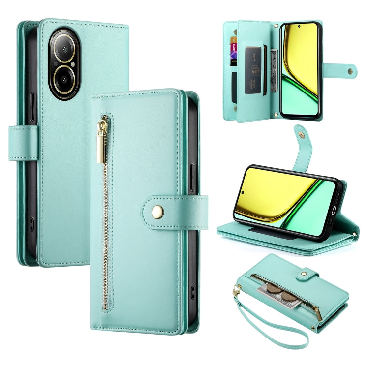 Nine Card-slot Zipper Wallet Bag Leather Phone Case, For Realme 12+ / Narzo 70 Pro, For Realme 12 5G, For Realme 12 Pro / 12 Pro+, For Realme C67 4G