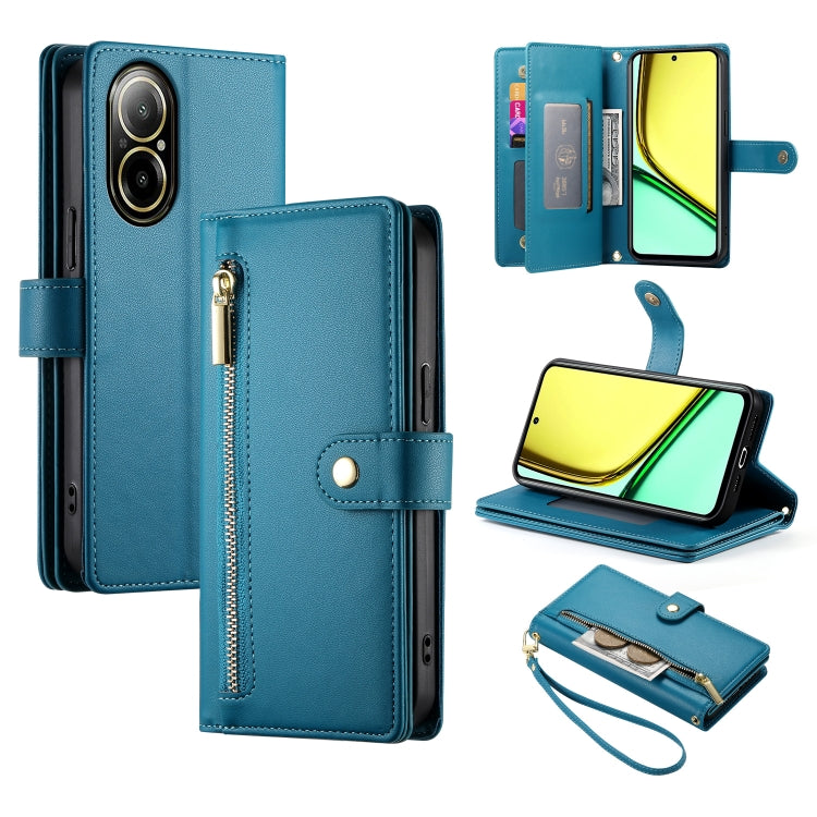 Nine Card-slot Zipper Wallet Bag Leather Phone Case, For Realme 12+ / Narzo 70 Pro, For Realme 12 5G, For Realme 12 Pro / 12 Pro+, For Realme C67 4G