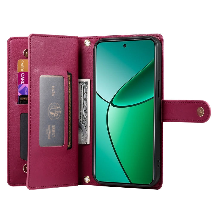 Nine Card-slot Zipper Wallet Bag Leather Phone Case, For Realme 12+ / Narzo 70 Pro, For Realme 12 5G, For Realme 12 Pro / 12 Pro+, For Realme C67 4G