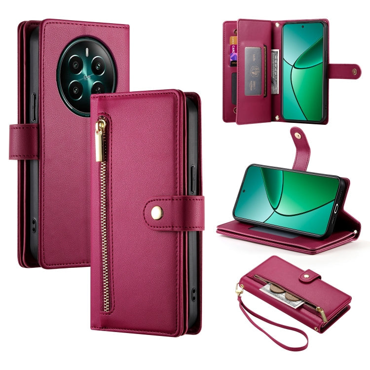 Nine Card-slot Zipper Wallet Bag Leather Phone Case, For Realme 12+ / Narzo 70 Pro, For Realme 12 5G, For Realme 12 Pro / 12 Pro+, For Realme C67 4G