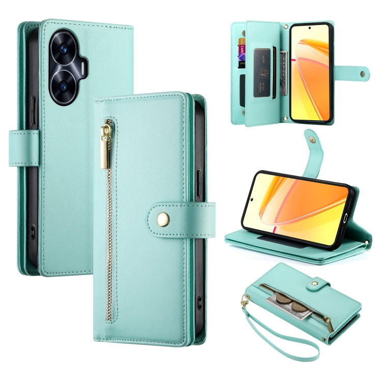Nine Card-slot Zipper Wallet Bag Leather Phone Case, For Realme C65, For Realme C55 / Narzo N55