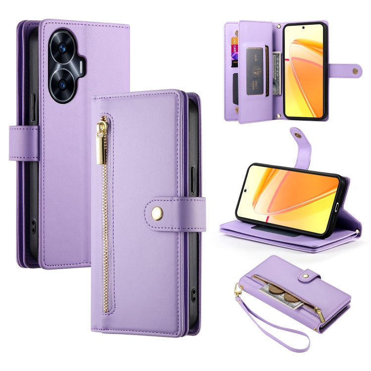 Nine Card-slot Zipper Wallet Bag Leather Phone Case, For Realme C65, For Realme C55 / Narzo N55