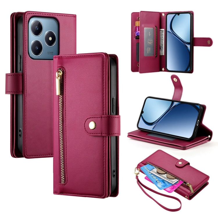 Nine Card-slot Zipper Wallet Bag Leather Phone Case, For Realme 13+, For Realme 13 Pro / 13 Pro+ Global, For Realme GT 6 Global, For Realme C63