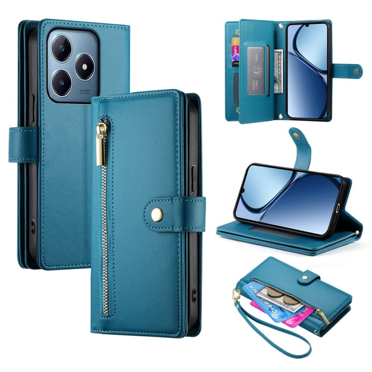 Nine Card-slot Zipper Wallet Bag Leather Phone Case, For Realme 13+, For Realme 13 Pro / 13 Pro+ Global, For Realme GT 6 Global, For Realme C63