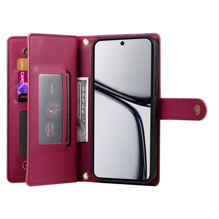 Nine Card-slot Zipper Wallet Bag Leather Phone Case, For Realme C65, For Realme C55 / Narzo N55