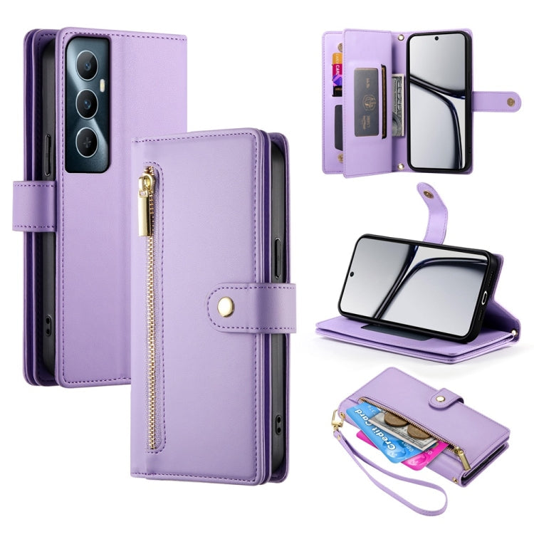 Nine Card-slot Zipper Wallet Bag Leather Phone Case, For Realme C65, For Realme C55 / Narzo N55