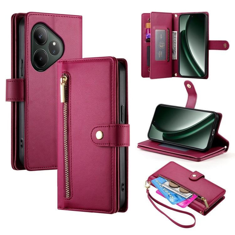 Nine Card-slot Zipper Wallet Bag Leather Phone Case, For Realme 13+, For Realme 13 Pro / 13 Pro+ Global, For Realme GT 6 Global, For Realme C63