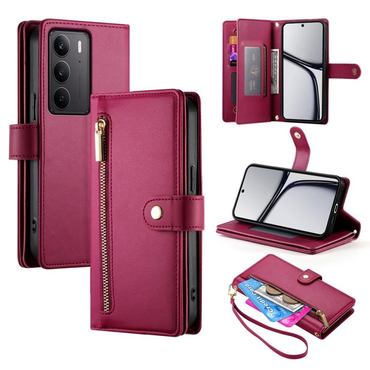 Nine Card-slot Zipper Wallet Bag Leather Phone Case, For Realme 14 / Realme P3 5G, For Realme 14 Pro+, For Realme 14 Pro, For Realme C75 / Realme 14x