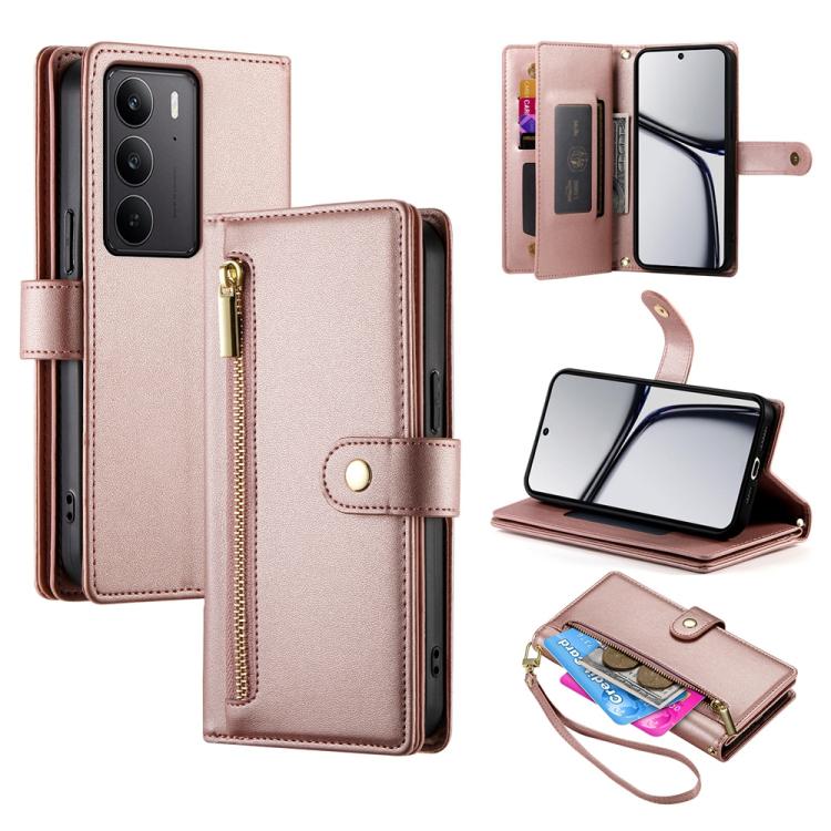 Nine Card-slot Zipper Wallet Bag Leather Phone Case, For Realme 14 / Realme P3 5G, For Realme 14 Pro+, For Realme 14 Pro, For Realme C75 / Realme 14x
