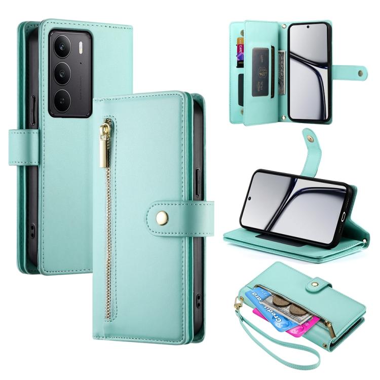 Nine Card-slot Zipper Wallet Bag Leather Phone Case, For Realme 14 / Realme P3 5G, For Realme 14 Pro+, For Realme 14 Pro, For Realme C75 / Realme 14x