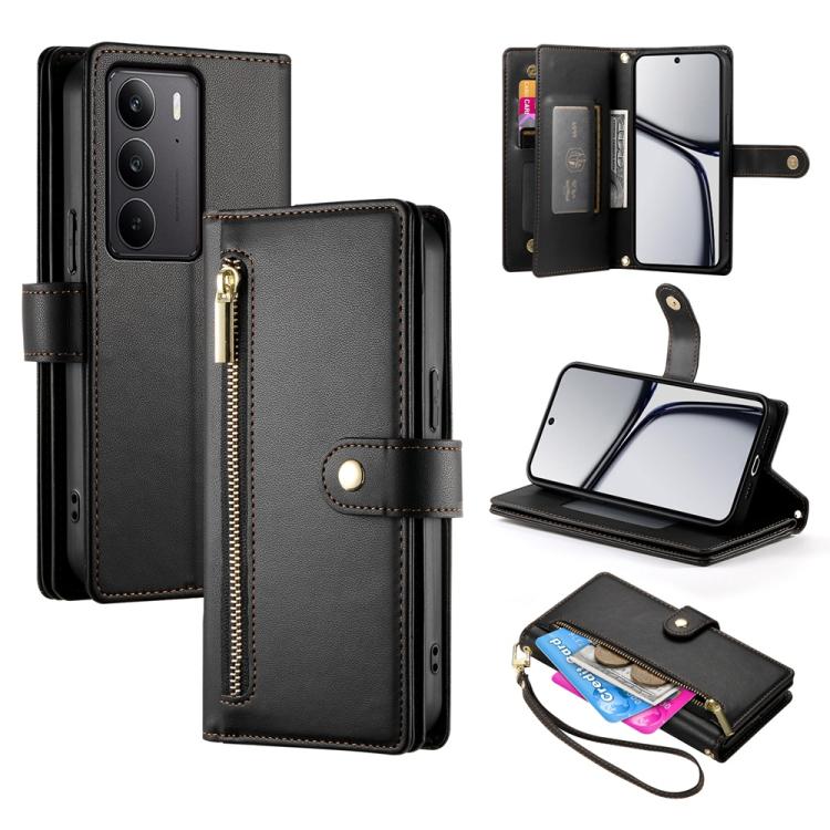 Nine Card-slot Zipper Wallet Bag Leather Phone Case, For Realme 14 / Realme P3 5G, For Realme 14 Pro+, For Realme 14 Pro, For Realme C75 / Realme 14x