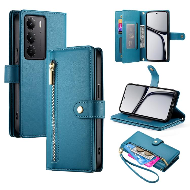 Nine Card-slot Zipper Wallet Bag Leather Phone Case, For Realme 14 / Realme P3 5G, For Realme 14 Pro+, For Realme 14 Pro, For Realme C75 / Realme 14x
