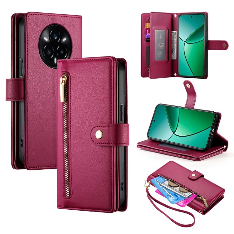 Nine Card-slot Zipper Wallet Bag Leather Phone Case, For Realme 14 / Realme P3 5G, For Realme 14 Pro+, For Realme 14 Pro, For Realme C75 / Realme 14x