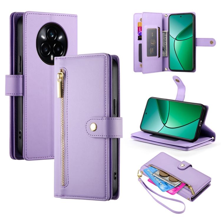 Nine Card-slot Zipper Wallet Bag Leather Phone Case, For Realme 14 / Realme P3 5G, For Realme 14 Pro+, For Realme 14 Pro, For Realme C75 / Realme 14x