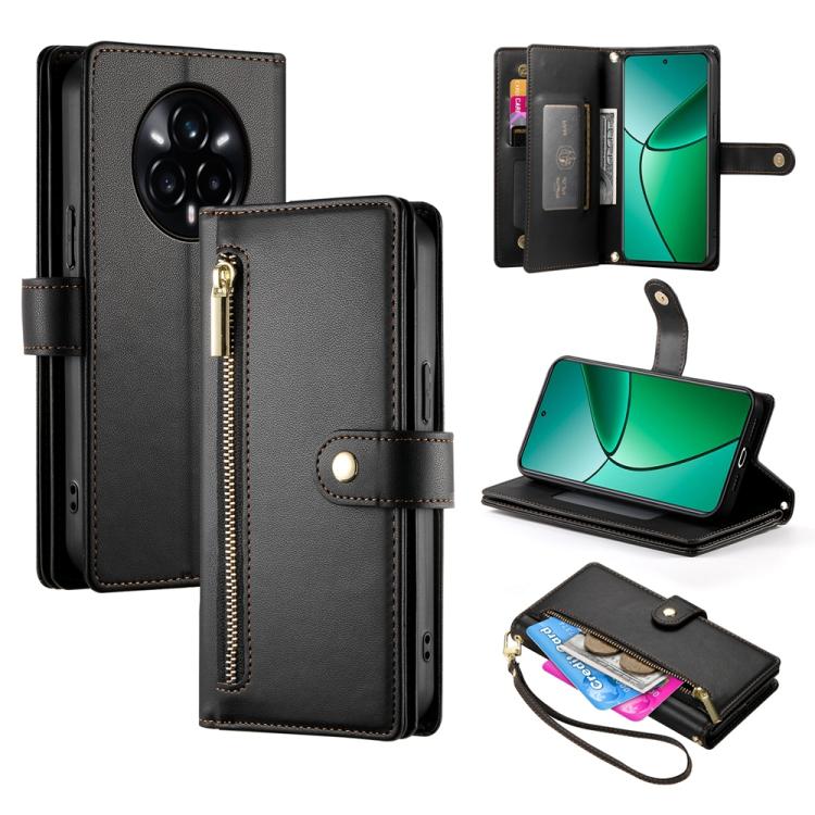 Nine Card-slot Zipper Wallet Bag Leather Phone Case, For Realme 14 / Realme P3 5G, For Realme 14 Pro+, For Realme 14 Pro, For Realme C75 / Realme 14x