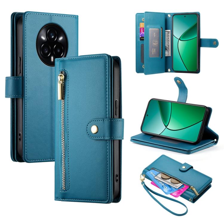 Nine Card-slot Zipper Wallet Bag Leather Phone Case, For Realme 14 / Realme P3 5G, For Realme 14 Pro+, For Realme 14 Pro, For Realme C75 / Realme 14x