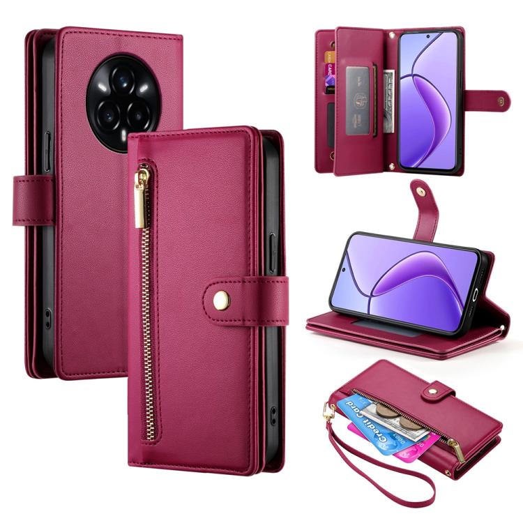 Nine Card-slot Zipper Wallet Bag Leather Phone Case, For Realme 14 / Realme P3 5G, For Realme 14 Pro+, For Realme 14 Pro, For Realme C75 / Realme 14x
