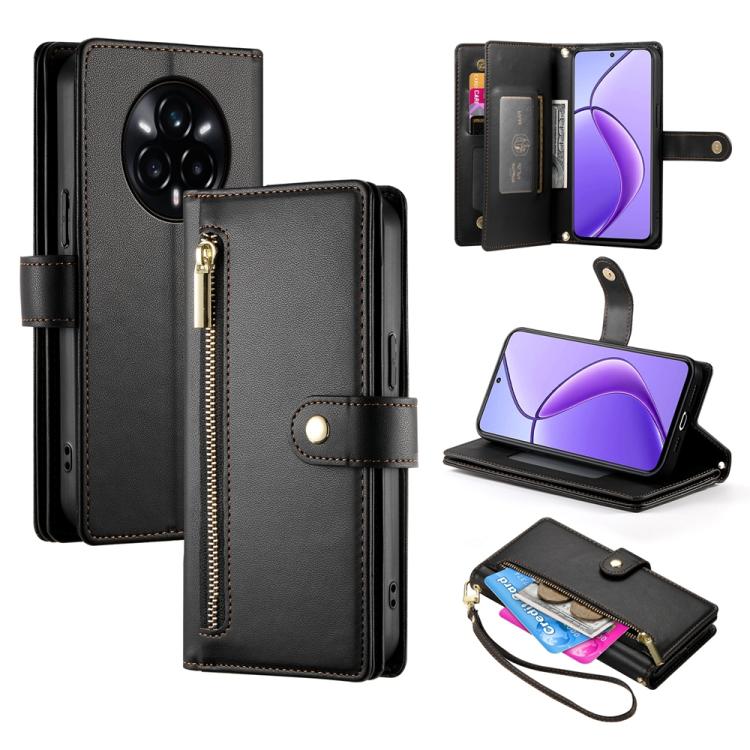 Nine Card-slot Zipper Wallet Bag Leather Phone Case, For Realme 14 / Realme P3 5G, For Realme 14 Pro+, For Realme 14 Pro, For Realme C75 / Realme 14x