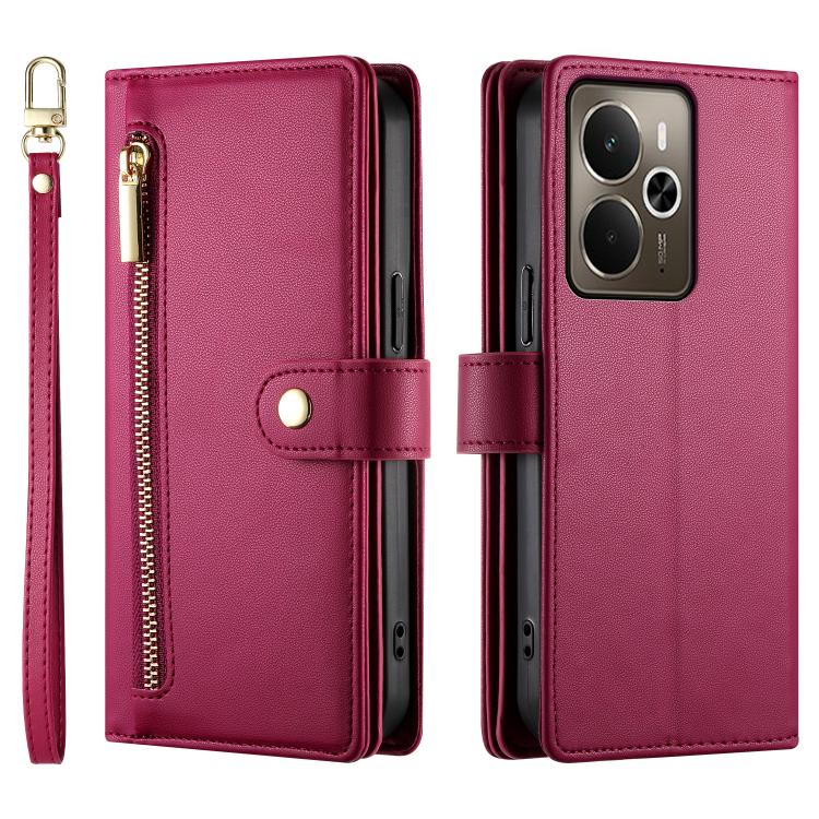Nine Card-slot Zipper Wallet Bag Leather Phone Case, For Realme 14 / Realme P3 5G, For Realme 14 Pro+, For Realme 14 Pro, For Realme C75 / Realme 14x